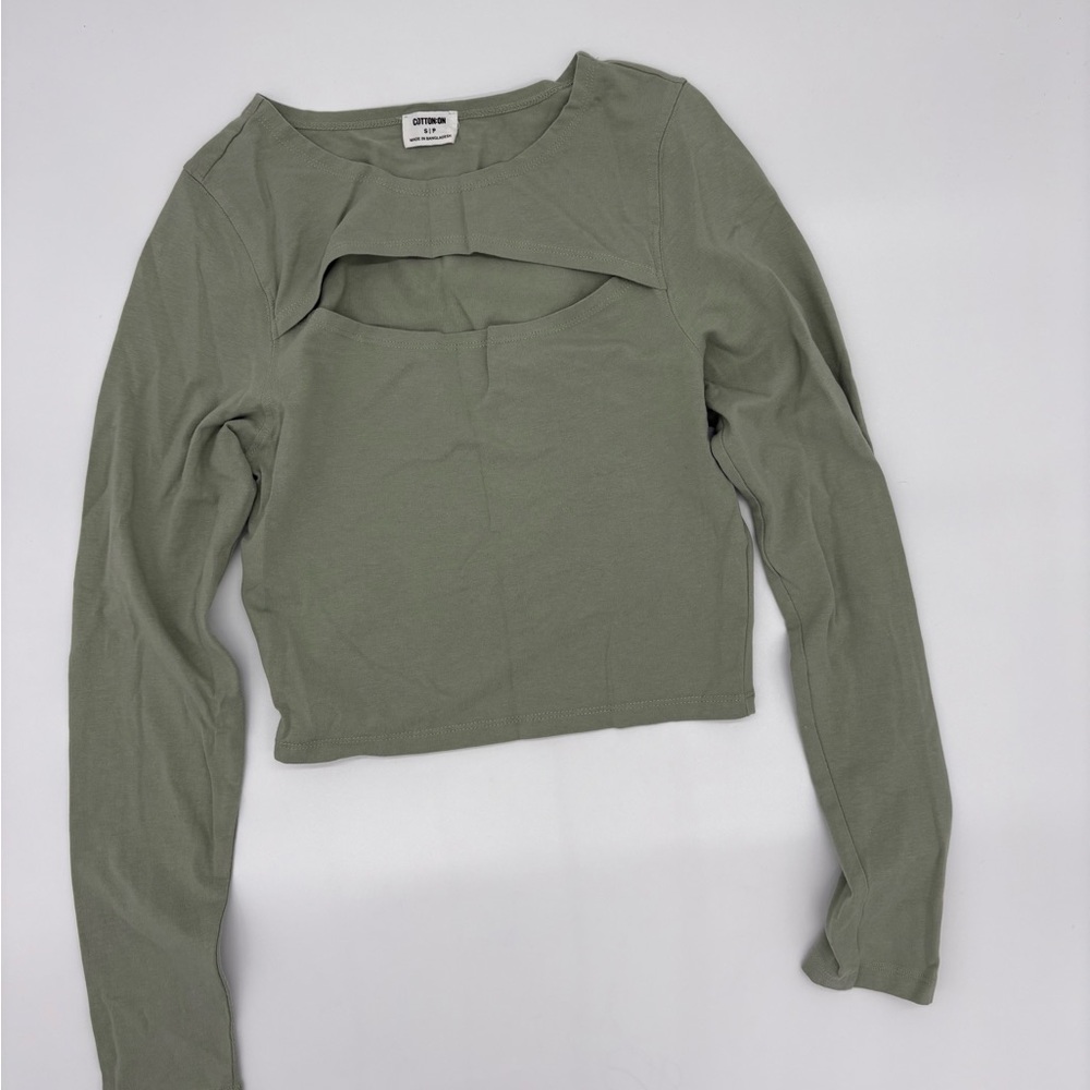 Cotton On Sage Green Cutout Crop Top